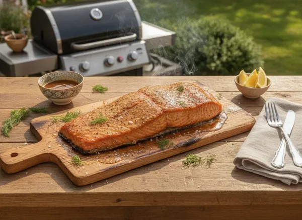 Cedar Plank Smoked Salmon — Overhead view