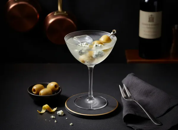 Steakhouse Classic Dirty Martini — Overhead view