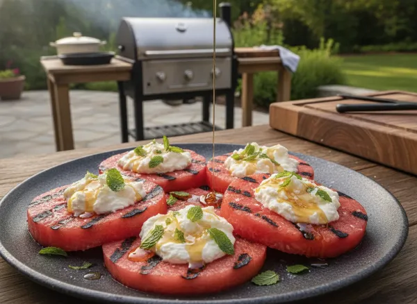 Grilled Watermelon Dessert Pizza — Alternate view
