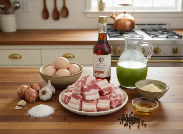 Authentic Thit Kho Tau (Vietnamese Braised Pork Belly and Eggs) — Ingredients view