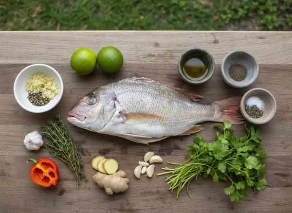 Caribbean-Style Whole Grilled Red Snapper — Ingredients view