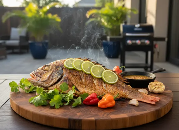 Caribbean-Style Whole Grilled Red Snapper — Alternate view