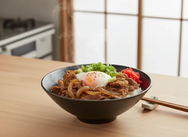 Classic Japanese Gyudon (Beef Bowl) — Alternate view