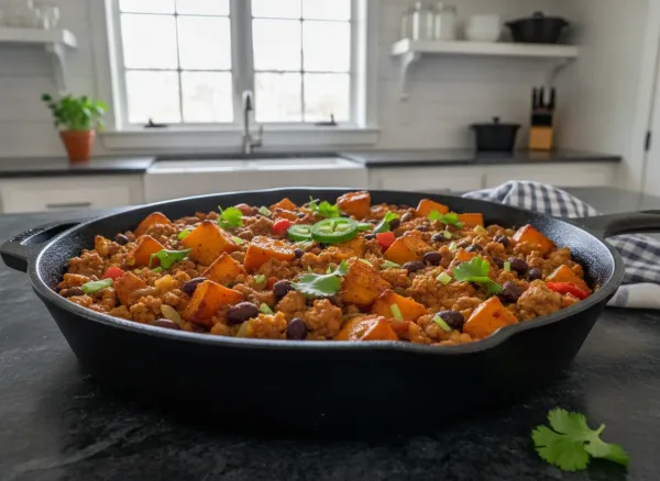 Low-Sodium Turkey and Sweet Potato Gameday Skillet