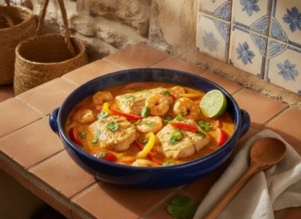 Authentic Brazilian Moqueca Baiana — Overhead view