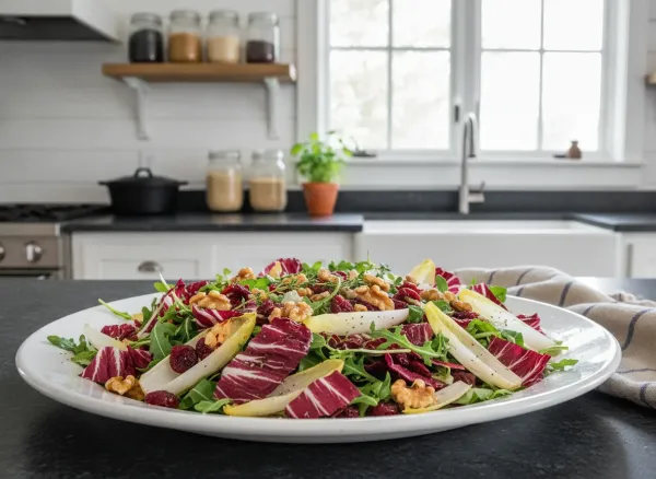 Bitter Greens Salad with Tart Cherries and Maple Vinaigrette