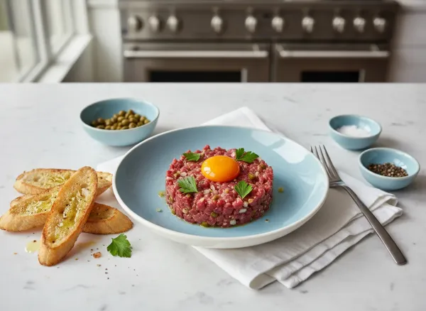 Classic Beef Tartare — Overhead view