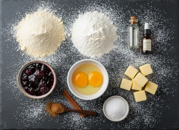 Classic Almond Flour Linzer Cookies with Mixed Berry Jam — Ingredients view