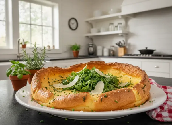Savory Herb and Parmesan Dutch Baby with Arugula Salad