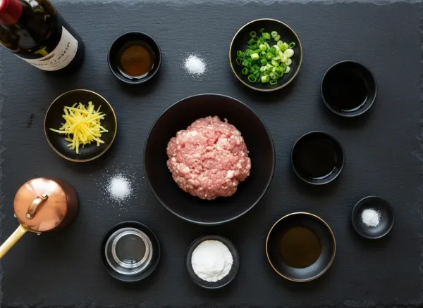 Traditional Chinese Steamed Pork Buns (Baozi) — Ingredients view
