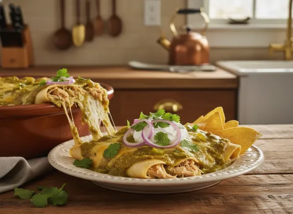 Mexican Green Chile Chicken Enchiladas — Alternate view