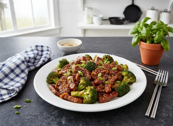 Classic Beef and Broccoli — Overhead view