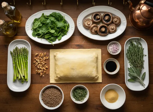 Vegan Mushroom and Spring Vegetable Wellington — Ingredients view
