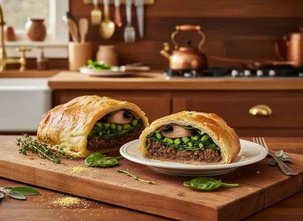 Vegan Mushroom and Spring Vegetable Wellington — Alternate view