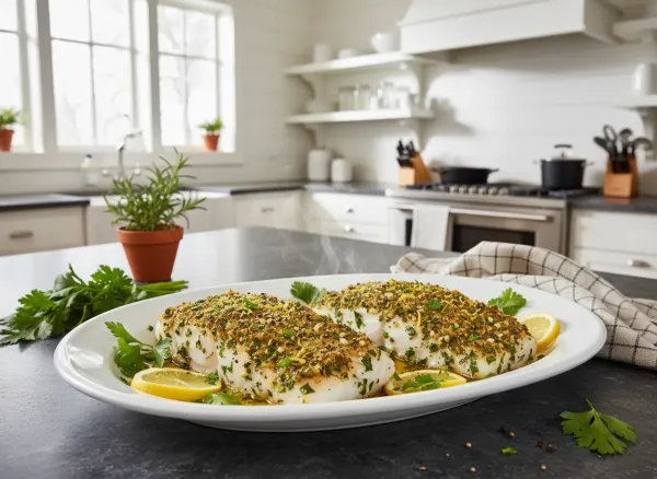 Herb-Crusted Baked White Fish — Alternate view