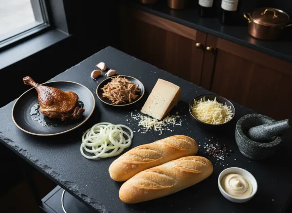 Duck Confit Cheesesteak — Ingredients view