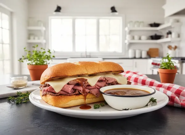 Classic French Dip Sandwich with Savory Au Jus