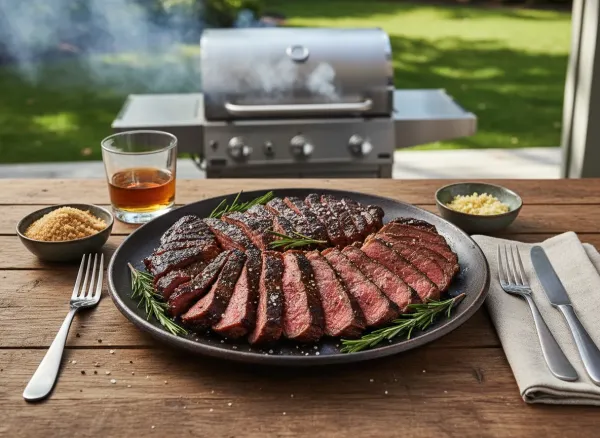 Bourbon-Brown Sugar Marinated Flank Steak — Overhead view