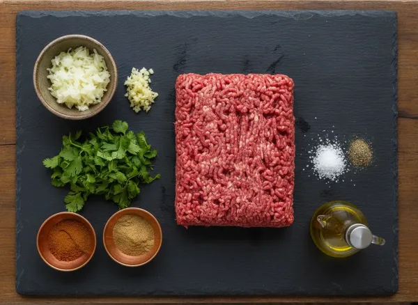 Grilled Lamb Kofta Skewers — Ingredients view